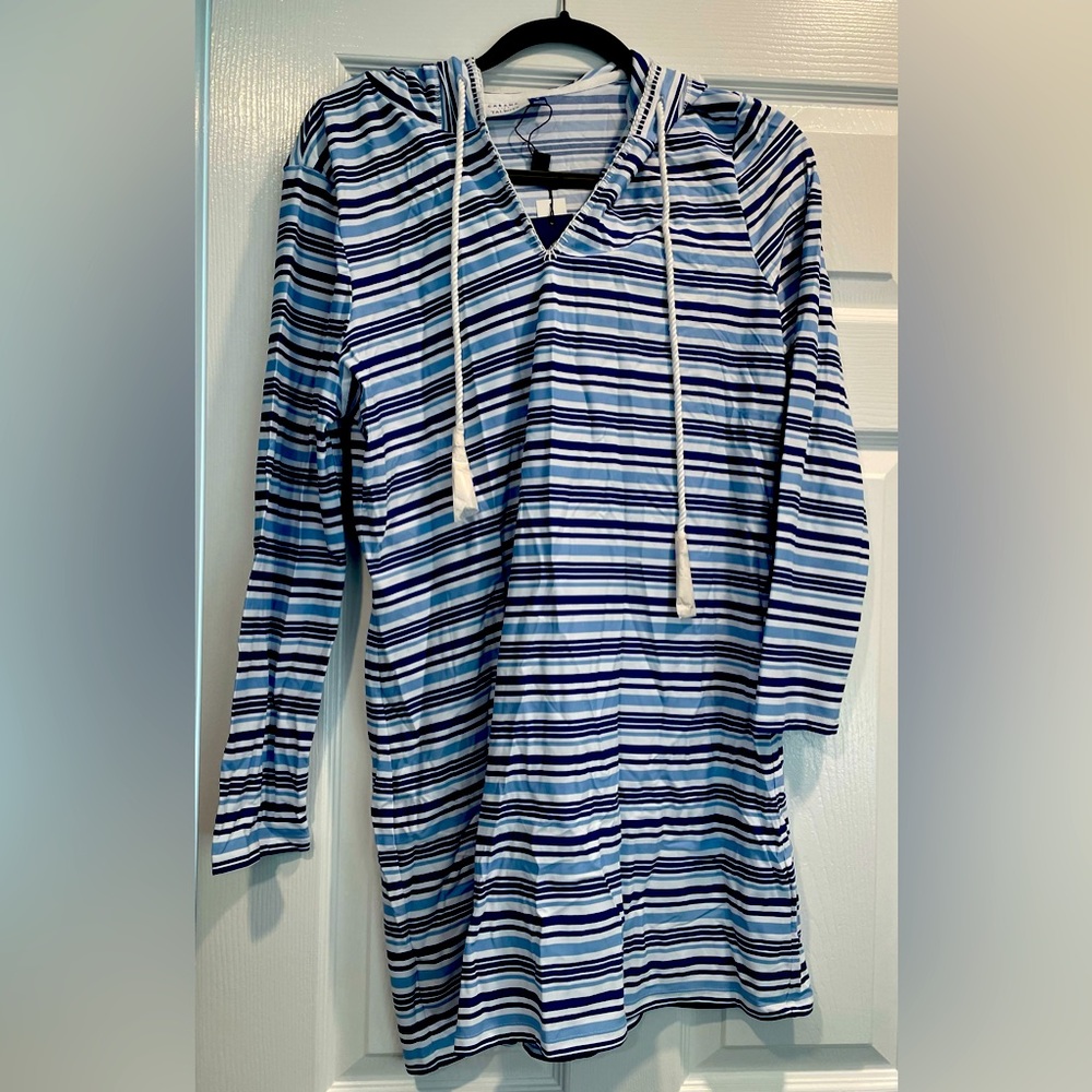 Talbots blue striped cover up. Size medium.